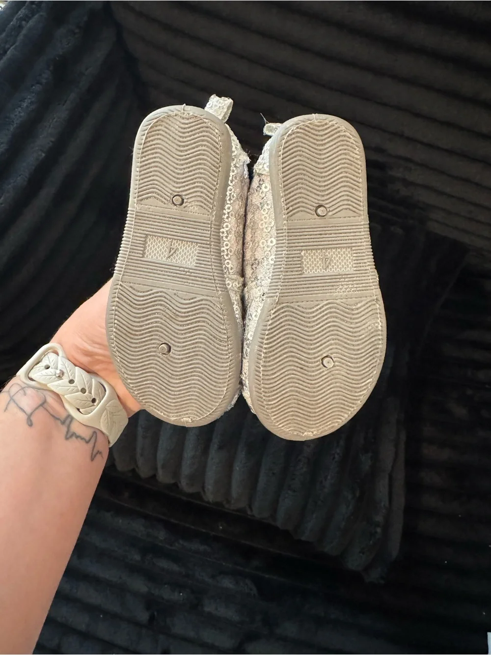 Baby Koala Kids Silver Sequin Slip-On Flats